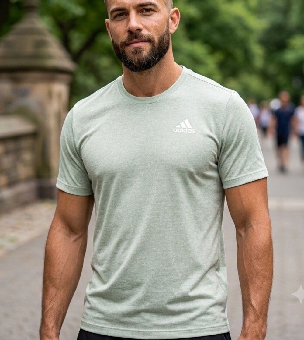 adidas Men's AEROREADY Designed to Move Heathered T-Shirt Linen Green Sz S (NWT)